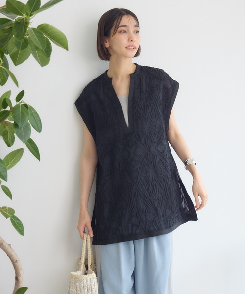 KATHARINE ROSS（キャサリンロス）の「【PILLINI/ピリーニ】Vネックレースブラウス（シャツ/ブラウス・レディース・ブラック/オフホワイト・MEDIUM）」の8枚目の写真