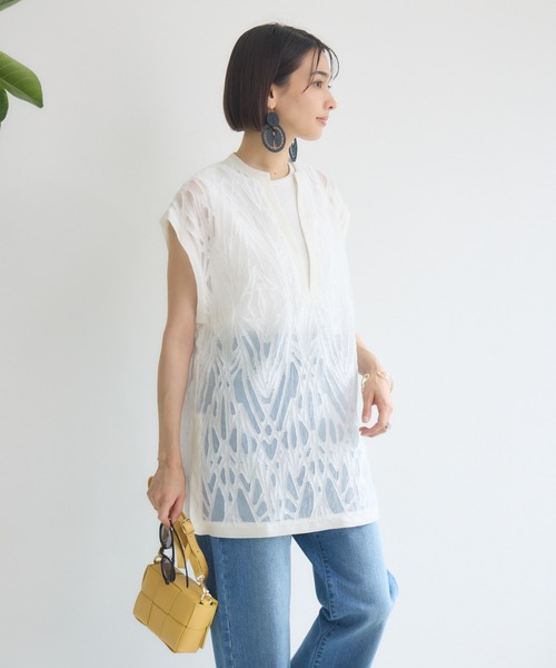 KATHARINE ROSS（キャサリンロス）の「【PILLINI/ピリーニ】Vネックレースブラウス（シャツ/ブラウス・レディース・ブラック/オフホワイト・MEDIUM）」の14枚目の写真