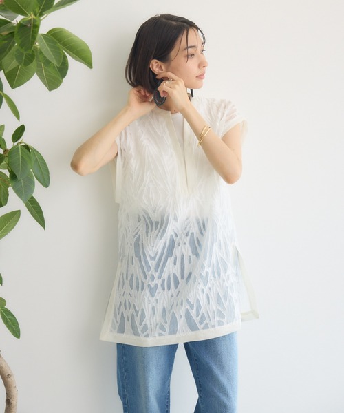 ブラウス シャツ 「PILLINI/ピリーニ」Vネックレースブラウス レディース PILLINI/ピリーニ】Vネックレースブラウス（シャツ/ブラウス