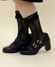 axes femme POETIQUE | 透かしハートリボン柄ソックス(ソックス/靴下)