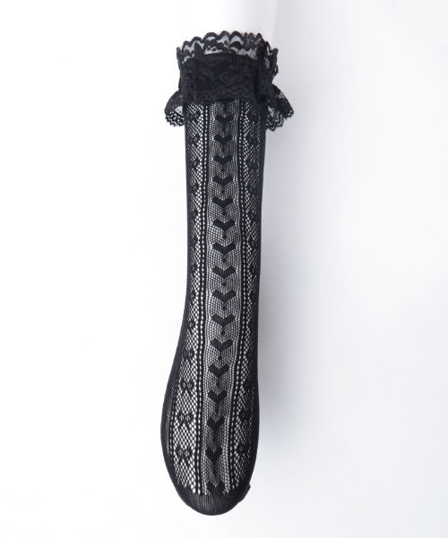 axes femme POETIQUE（アクシーズファムポエティック）の「透かしハートリボン柄ソックス（ソックス/靴下・レディース・ホワイト/ブラック・FREE）」の10枚目の写真