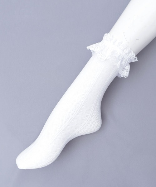 axes femme POETIQUE（アクシーズファムポエティック）の「透かしハートリボン柄ソックス（ソックス/靴下・レディース・ホワイト/ブラック・FREE）」の13枚目の写真
