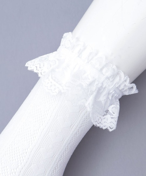 axes femme POETIQUE（アクシーズファムポエティック）の「透かしハートリボン柄ソックス（ソックス/靴下・レディース・ホワイト/ブラック・FREE）」の14枚目の写真