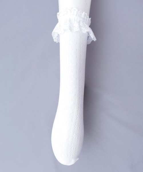 axes femme POETIQUE（アクシーズファムポエティック）の「透かしハートリボン柄ソックス（ソックス/靴下・レディース・ホワイト/ブラック・FREE）」の16枚目の写真