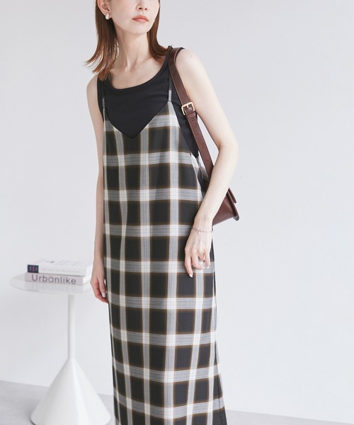 ROPE' PICNIC（ロペピクニック）の「オンブレチェックキャミソールワンピース（ワンピース・レディース・サックスブルー/ブラック・38）」の2枚目の写真