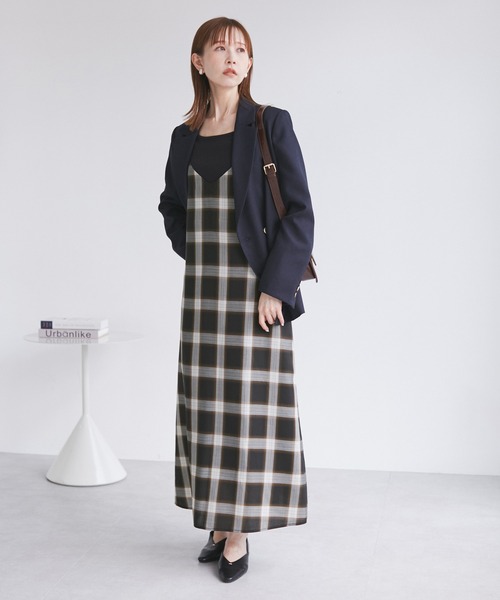 ROPE' PICNIC（ロペピクニック）の「オンブレチェックキャミソールワンピース（ワンピース・レディース・サックスブルー/ブラック・38）」の4枚目の写真