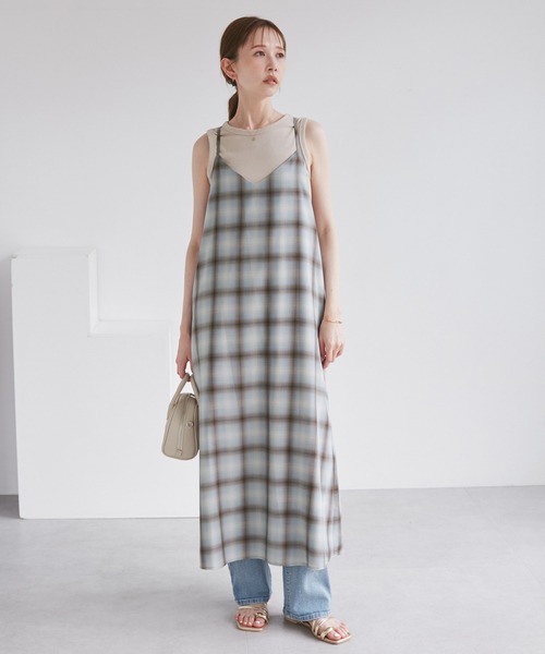 ROPE' PICNIC（ロペピクニック）の「オンブレチェックキャミソールワンピース（ワンピース・レディース・サックスブルー/ブラック・38）」の5枚目の写真