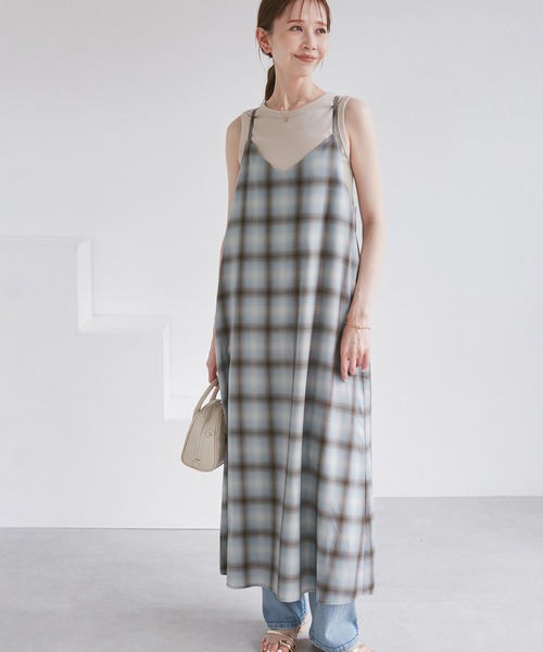 ROPE' PICNIC（ロペピクニック）の「オンブレチェックキャミソールワンピース（ワンピース・レディース・サックスブルー/ブラック・38）」の8枚目の写真