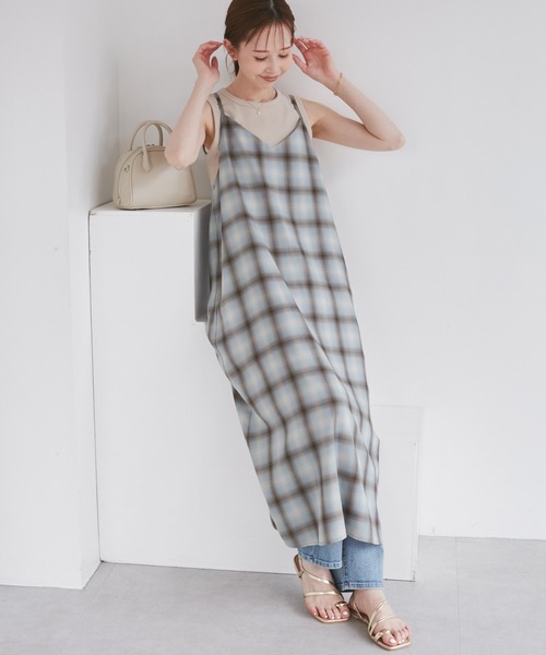 ROPE' PICNIC（ロペピクニック）の「オンブレチェックキャミソールワンピース（ワンピース・レディース・サックスブルー/ブラック・38）」の10枚目の写真