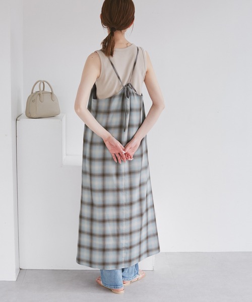 ROPE' PICNIC（ロペピクニック）の「オンブレチェックキャミソールワンピース（ワンピース・レディース・サックスブルー/ブラック・38）」の11枚目の写真