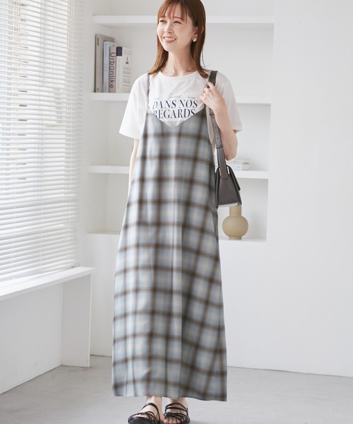 ROPE' PICNIC（ロペピクニック）の「オンブレチェックキャミソールワンピース（ワンピース・レディース・サックスブルー/ブラック・38）」の12枚目の写真