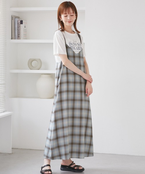 ROPE' PICNIC（ロペピクニック）の「オンブレチェックキャミソールワンピース（ワンピース・レディース・サックスブルー/ブラック・38）」の13枚目の写真