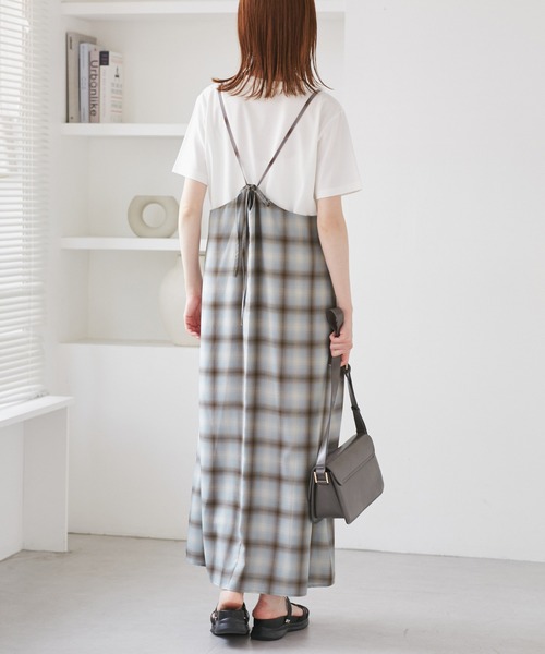 ROPE' PICNIC（ロペピクニック）の「オンブレチェックキャミソールワンピース（ワンピース・レディース・サックスブルー/ブラック・38）」の14枚目の写真