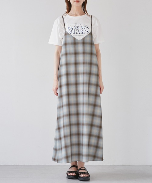 ROPE' PICNIC（ロペピクニック）の「オンブレチェックキャミソールワンピース（ワンピース・レディース・サックスブルー/ブラック・38）」の15枚目の写真