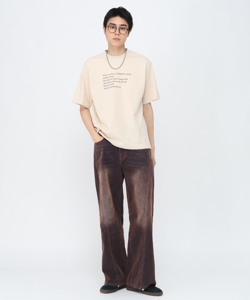 LAND MUSEUM（ランドミュージアム）の「LAND MUSEUM／レターロゴＴ（Tシャツ/カットソー・メンズ・ブラック/アイボリー・MEDIUM/LARGE）」の3枚目の写真