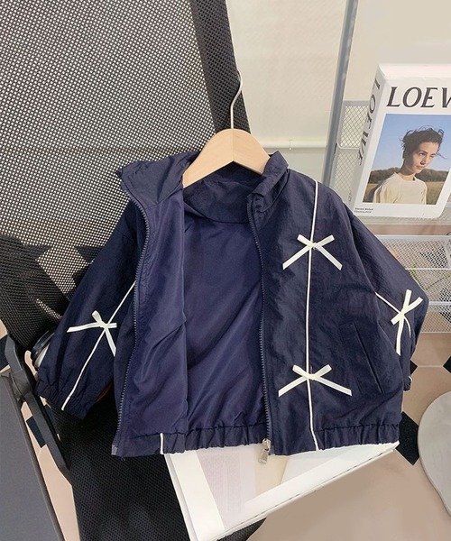 aimoha（アイモハ）の「【aimoha-KIDS-】キッズ　リボンブルゾン（ブルゾン・キッズ・ネイビー/ライトベージュ・90/100/110/120/130/140）」の15枚目の写真