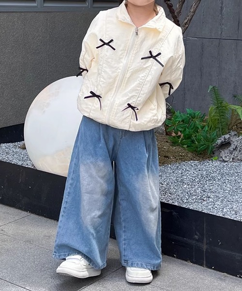 aimoha（アイモハ）の「【aimoha-KIDS-】キッズ　リボンブルゾン（ブルゾン・キッズ・ネイビー/ライトベージュ・90/100/110/120/130/140）」の21枚目の写真