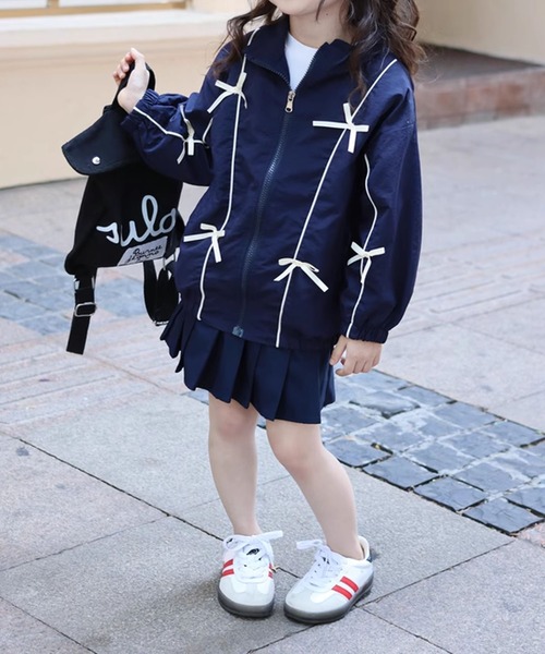 aimoha（アイモハ）の「【aimoha-KIDS-】キッズ　リボンブルゾン（ブルゾン・キッズ・ネイビー/ライトベージュ・90/100/110/120/130/140）」の7枚目の写真