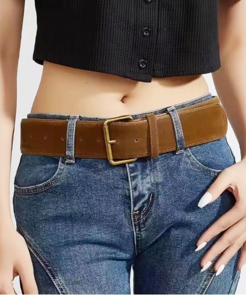 ammy.(エイミードット)の「【 ammy. / エイミードット 】 クラシック ベロア バックル ベルト(ベルト・レディース・ブラウン/バーガンディー/ブラック/カーキ・FREE)」の1枚目の写真