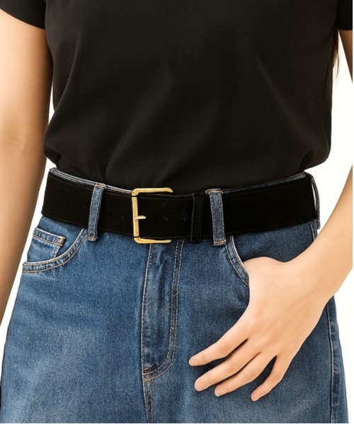 ammy.(エイミードット)の「【 ammy. / エイミードット 】 クラシック ベロア バックル ベルト(ベルト・レディース・ブラウン/バーガンディー/ブラック/カーキ・FREE)」の2枚目の写真