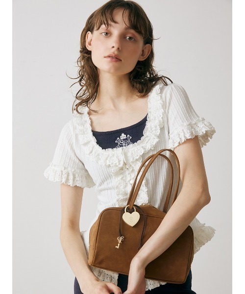 SNIDEL HOME（スナイデルホーム）の「スウェードボストンバッグ（ボストンバッグ・レディース・ブラウン/ピンク/アイボリー・F）」の14枚目の写真