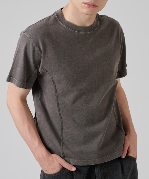 kutir(クティール)の「VINTAGELIKE PANEL DESIGN TEE/ヴィンテージライク切り替えデザインTEE(Tシャツ/カットソー・メンズ・ネイビー/グレー/ブラック・LARGE/MEDIUM)」の2枚目の写真