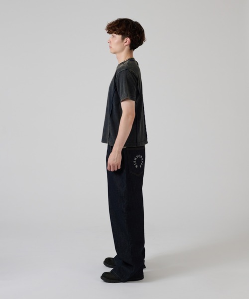 新品タグ付き　Diane Clier 黒 オールインワン 半袖フリーサイズ VINTAGELIKE PANEL DESIGN TEE／ヴィンテージライク切り替え