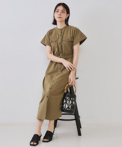 OPAQUE.CLIP（オペークドットクリップ）の「ダブルポケットシャツワンピース【洗濯機洗い可】（ワンピース・レディース・ナチュラル/ブラック/ブラウン系・38/40/42）」の8枚目の写真