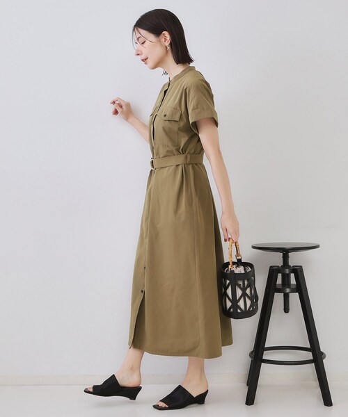 OPAQUE.CLIP（オペークドットクリップ）の「ダブルポケットシャツワンピース【洗濯機洗い可】（ワンピース・レディース・ナチュラル/ブラック/ブラウン系・38/40/42）」の9枚目の写真