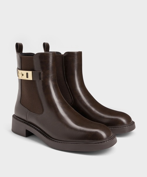 CHARLES & KEITH(チャールズ & キース)の「Lando ランド メタリックアクセントチェルシーブーツ(ブーツ・レディース・ブラック系その他7/ダークブラウン・24.5cm/23.5cm/23cm/22.5cm/26.5cm/25.5cm/25cm)」の5枚目の写真