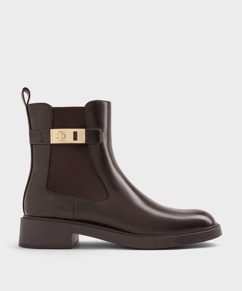 CHARLES & KEITH(チャールズ & キース)の「Lando ランド メタリックアクセントチェルシーブーツ(ブーツ・レディース・ブラック系その他7/ダークブラウン・24.5cm/23.5cm/23cm/22.5cm/26.5cm/25.5cm/25cm)」の4枚目の写真