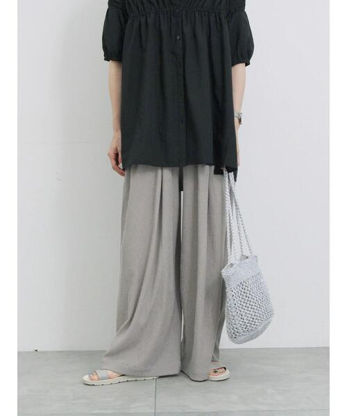 Samansa Mos2 blue（サマンサモスモスブルー）の「楊柳ハイウエストパンツ（その他パンツ・レディース・ブラック/グレー/ブルー・F）」の3枚目の写真