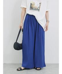 Samansa Mos2 blue | 楊柳ハイウエストパンツ(その他パンツ)