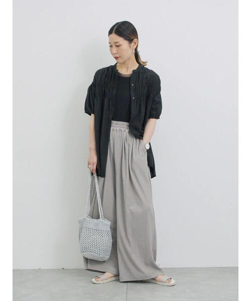 Samansa Mos2 blue（サマンサモスモスブルー）の「楊柳ハイウエストパンツ（その他パンツ・レディース・ブラック/グレー/ブルー・F）」の4枚目の写真