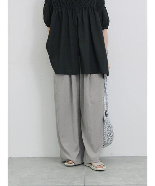 Samansa Mos2 blue（サマンサモスモスブルー）の「楊柳ハイウエストパンツ（その他パンツ・レディース・ブラック/グレー/ブルー・F）」の5枚目の写真