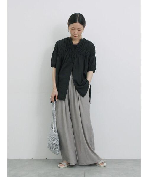 Samansa Mos2 blue（サマンサモスモスブルー）の「楊柳ハイウエストパンツ（その他パンツ・レディース・ブラック/グレー/ブルー・F）」の11枚目の写真