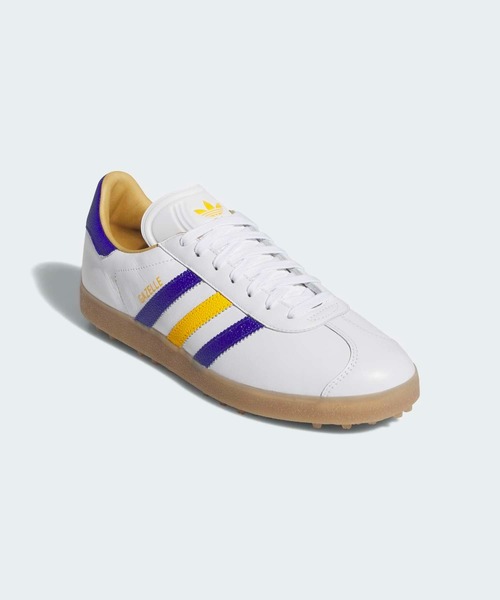[アディダス] ガゼル レザー スパイクレス ゴルフシューズ [GAZELLE LEATHER SPIKELESS GOLF SHOES] Cloud White/Lucid Blue/Crew Yellow JR6700 オリジナルスゴルフ ガゼル レザー スパイクレス ゴルフシューズ