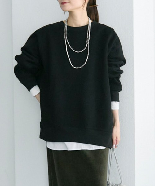 PUAL CE CIN（ピュアルセシン）の「裏起毛チュニックプルオーバー（スウェット・レディース・オートミール/ピンク/レッド/グレー/ブラック・FREE）」の2枚目の写真