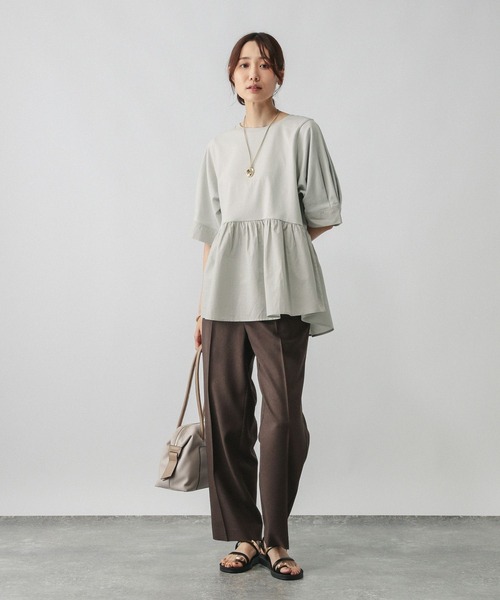 GLOBAL WORK(グローバルワーク)の「切替ペプラム/584677(Tシャツ/カットソー・レディース・ライトグレー/キャメル/ブラック・LARGE/MEDIUM)」の8枚目の写真