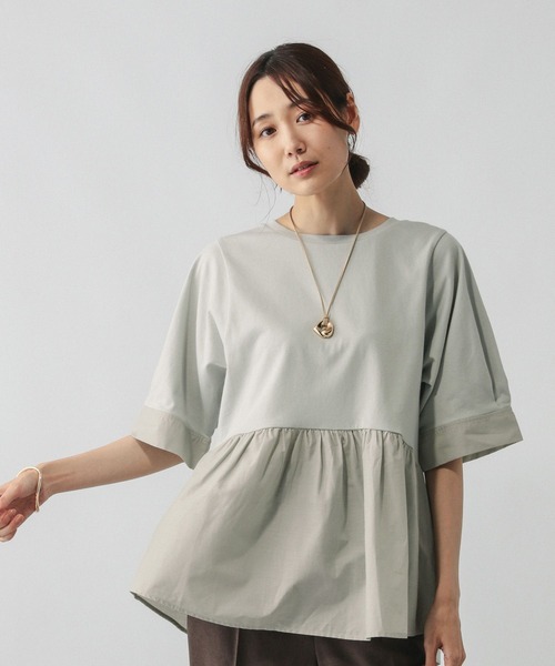 GLOBAL WORK(グローバルワーク)の「切替ペプラム/584677(Tシャツ/カットソー・レディース・ライトグレー/キャメル/ブラック・LARGE/MEDIUM)」の10枚目の写真