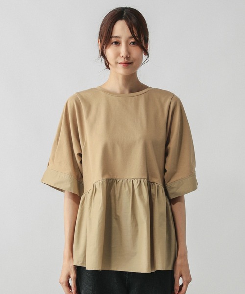 GLOBAL WORK(グローバルワーク)の「切替ペプラム/584677(Tシャツ/カットソー・レディース・ライトグレー/キャメル/ブラック・LARGE/MEDIUM)」の16枚目の写真