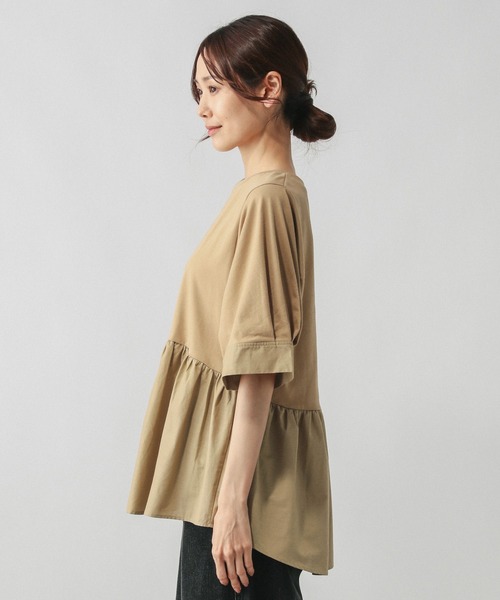 GLOBAL WORK(グローバルワーク)の「切替ペプラム/584677(Tシャツ/カットソー・レディース・ライトグレー/キャメル/ブラック・LARGE/MEDIUM)」の17枚目の写真