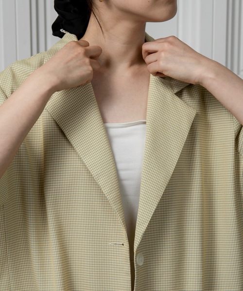 lawgy（ラウジー）の「over size nuance check jacket / オーバーサイズニュアンスチェックジャケット（テーラードジャケット・レディース・クリーム/ブラック・FREE）」の11枚目の写真