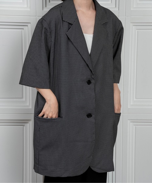 lawgy（ラウジー）の「over size nuance check jacket / オーバーサイズニュアンスチェックジャケット（テーラードジャケット・レディース・クリーム/ブラック・FREE）」の14枚目の写真