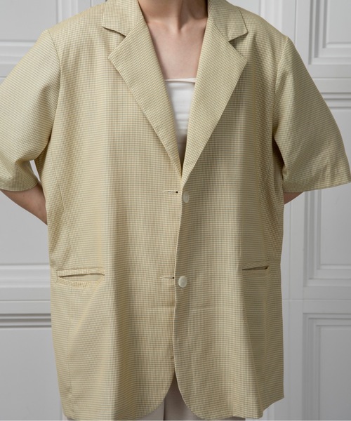 lawgy（ラウジー）の「over size nuance check jacket / オーバーサイズニュアンスチェックジャケット（テーラードジャケット・レディース・クリーム/ブラック・FREE）」の9枚目の写真