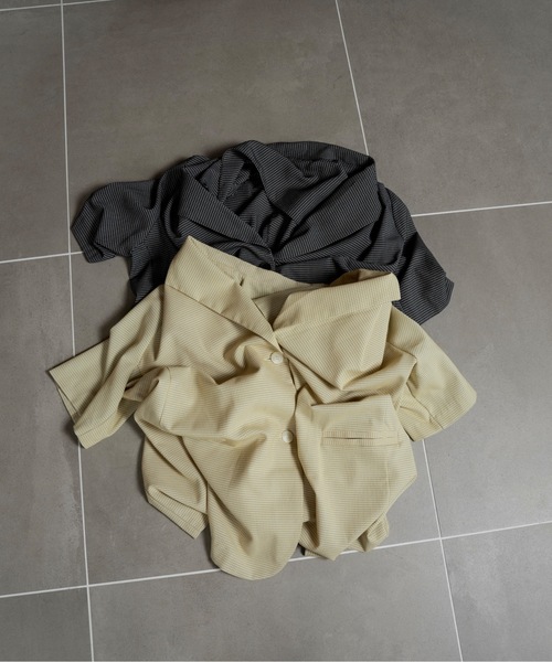 lawgy（ラウジー）の「over size nuance check jacket / オーバーサイズニュアンスチェックジャケット（テーラードジャケット・レディース・クリーム/ブラック・FREE）」の5枚目の写真