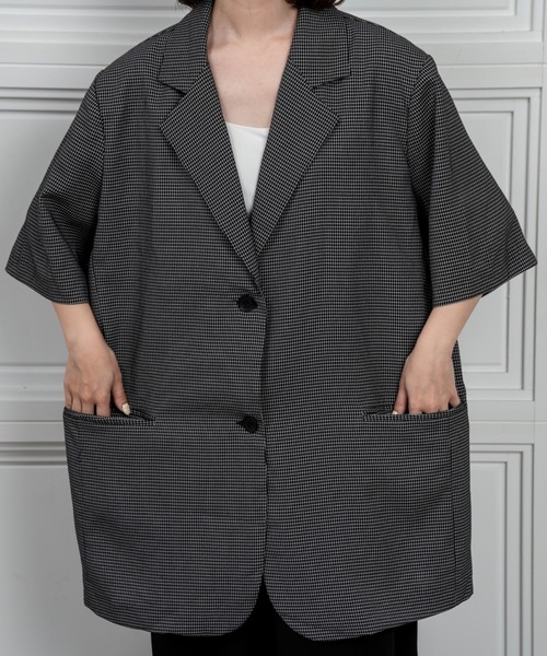 lawgy（ラウジー）の「over size nuance check jacket / オーバーサイズニュアンスチェックジャケット（テーラードジャケット・レディース・クリーム/ブラック・FREE）」の15枚目の写真