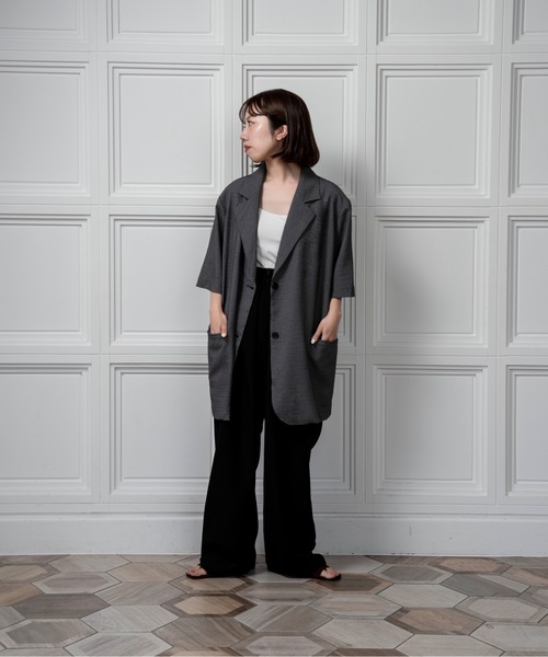 lawgy（ラウジー）の「over size nuance check jacket / オーバーサイズニュアンスチェックジャケット（テーラードジャケット・レディース・クリーム/ブラック・FREE）」の4枚目の写真