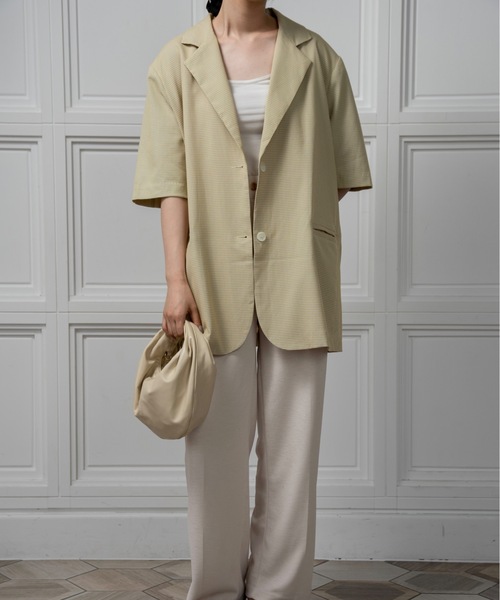 lawgy（ラウジー）の「over size nuance check jacket / オーバーサイズニュアンスチェックジャケット（テーラードジャケット・レディース・クリーム/ブラック・FREE）」の12枚目の写真