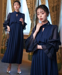 RUIRUE BOUTIQUE（ルイルエブティック）の「オケージョンドレス 結婚式 ストレッチ ｜ クラシカル パフスリーブ プリーツ ドレス ｜ 二次会 披露宴 美脚 ワンピース オケージョン お呼ばれ パーティードレス（ドレス）」